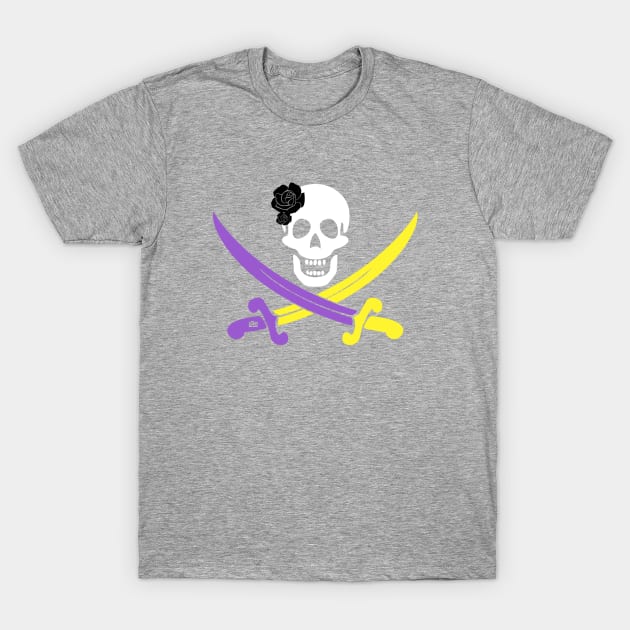 Non-Binary Pride Jolly Roger! T-Shirt by Daniela A. Wolfe Designs